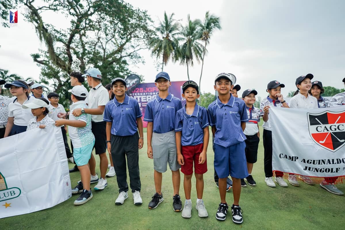 BRITTANNIKA Golf Club stuns the field by winning the International 12-and-under division of the JGFP International Interclub at the Hilltop of the Mimosa Plus Golf and Country Club.  From left: Brittanny Tamayo, Marco Senador, Laurence Saban and Jared Saban.