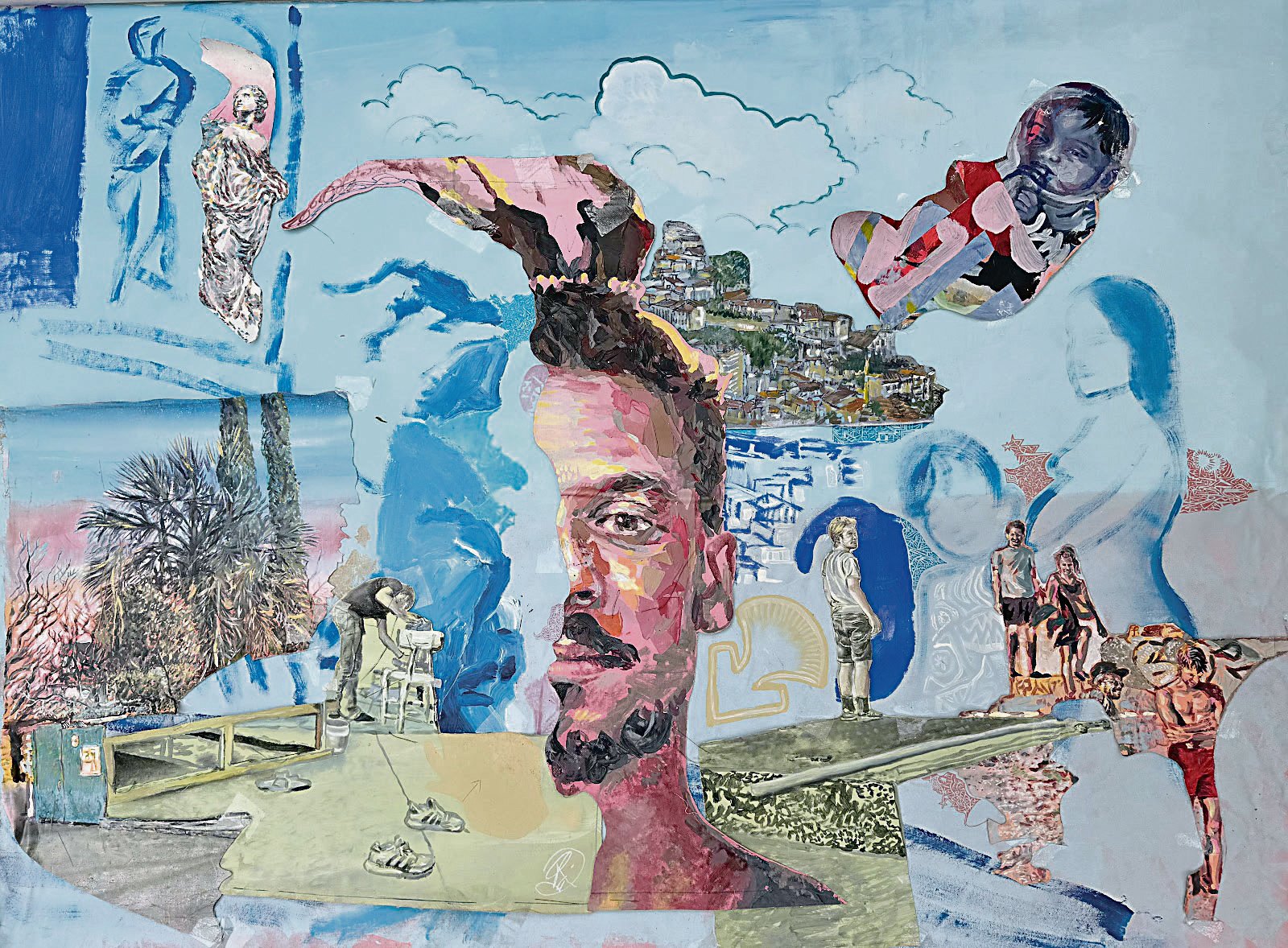 ‘Architect of Life’ (oil, acrylic and linen fabric sewn by Olivia d’Aboville’s studio, 68.9 by 68.9 inches).