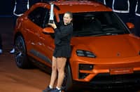 Jelena Ostapenko celebrates after stunning Aryna Sabalenka to win the title in the Stuttgart Open.