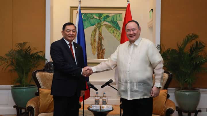 Philippine Secretary of National Defense Gilberto C. Teodoro, Jr. and Indonesian Defense Minister Sjafrie Sjamsoeddin met for a courtesy call in Manila today, April 23, 2025. (Photo courtesy of DND Comms)