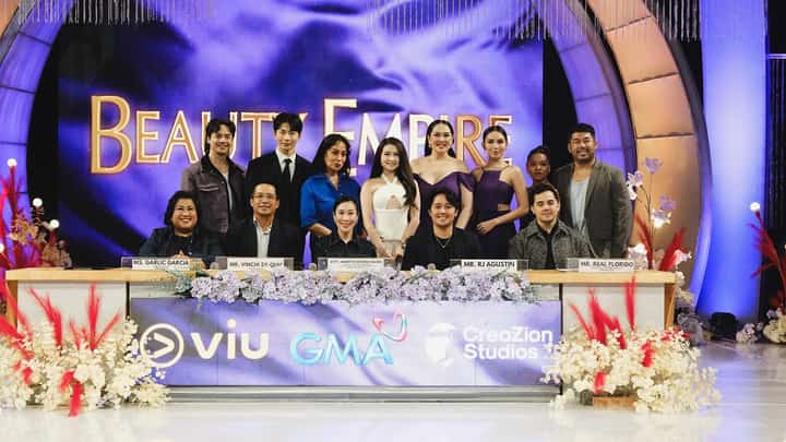 The cast of ‘Beauty Empire’ with executives from GMA Network, Viu Philippines and CreaZion Studios.