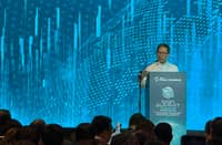 Energy Secretary Raphael Perpetuo Lotilla delivers a speech at the Meralco Giga Summit 2025 in Makati City to discuss the company’s important role as an economic growth driver.