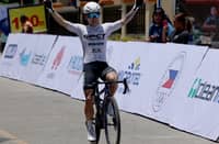 DAEYOUNG Joo celebrates as he crosses the finish line by his lonesome in Stage 1 of the Tour of Luzon on Thursday in Paoay, Ilocos Norte.