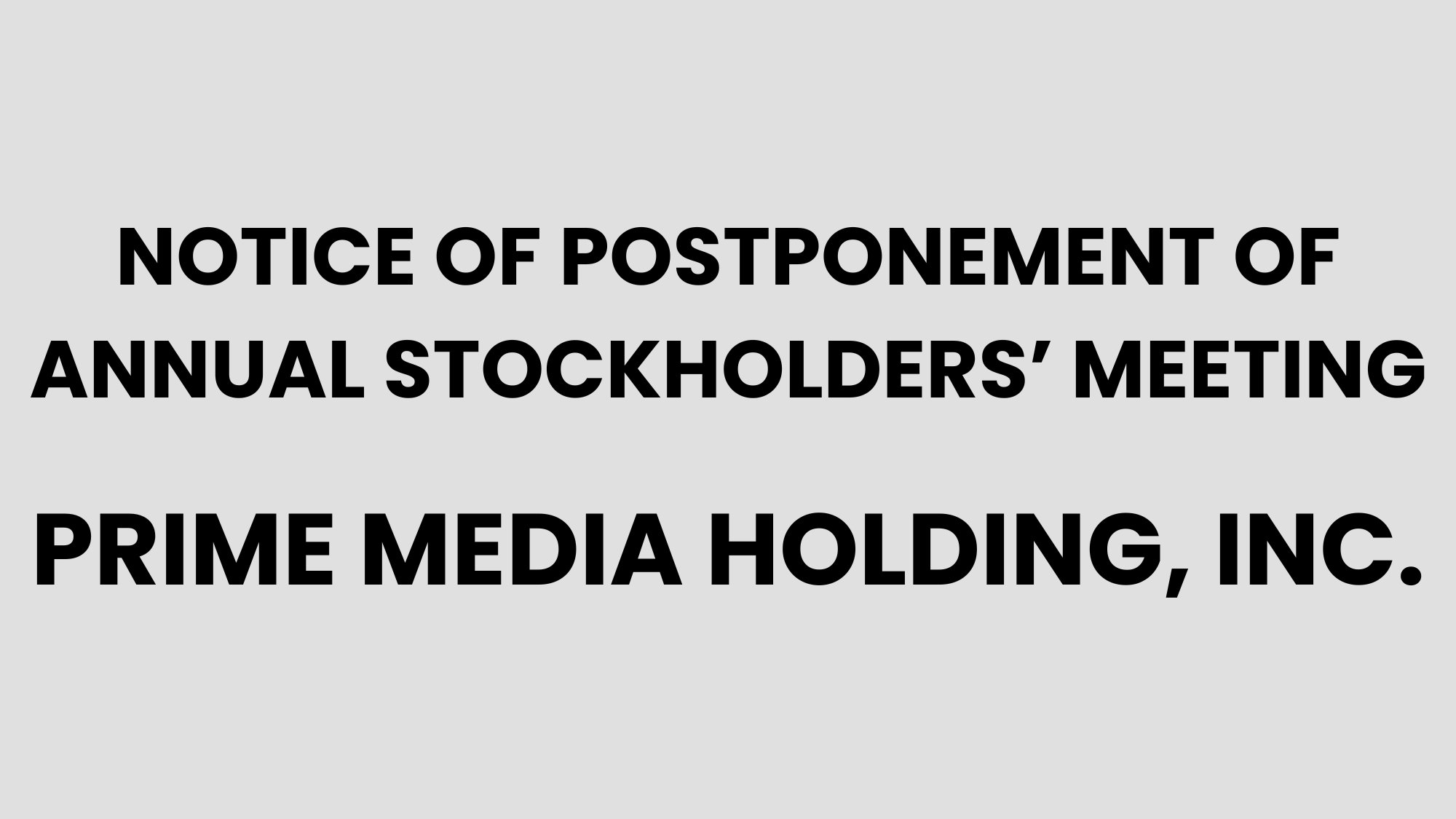 Prime Media Holding, Inc.
