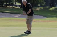 British Chamber of Commerce Philippines executive chairman Chris Nelson watches his putt on the first green during The Great British Golf Tournament at the West course of the Wack Wack Golf and Country Club in Mandaluyong on Thursday.