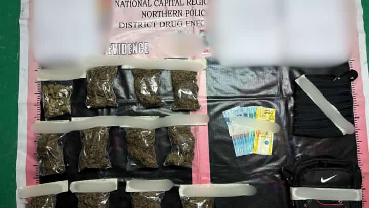 The recovered marijuana leaves and kush after a buy-bust operation on Friday in Bagong Silang, North Caloocan