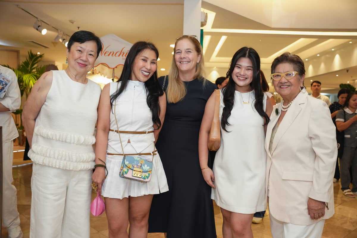 (From left) Debbie Tan, Ginggay dela Merced, Sevrine Miailhe, Chloe dela Merced and Susan Joven.