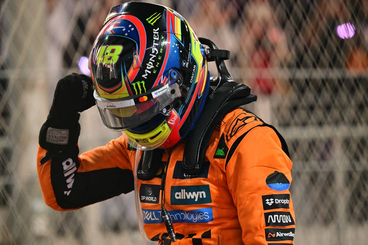 OSCAR Piastri gestures as he wins the 2025 Saudi Arabia Formula One Grand Prix.