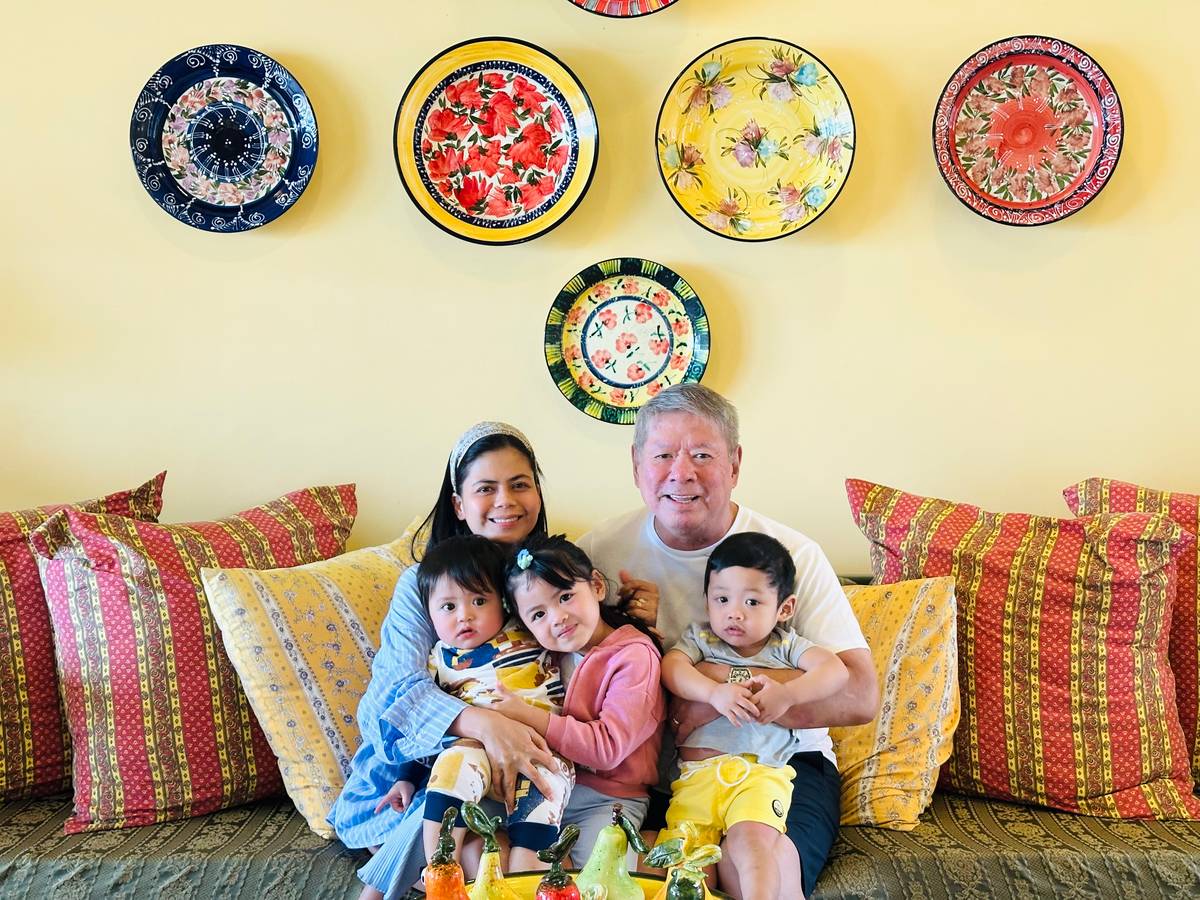 The mayor with his wife, Mia Aguila-Singson, and children.