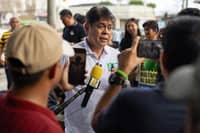 Kiko Pangilinan speaking with local reporters in Butuan