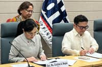 Trade Secretary Cris Roque (seated left) and IBPAP president and CEO Jack Madrid.