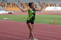 Lauren Hoffman trains ahead of the women’s 400m hurdles event of the ICTSI Philippine Athletics Championships on Thursday at the New Clark City Stadium.