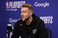 Head Coach Tuomas Iisalo of the Memphis Grizzlies talks to the media before the game against the Oklahoma City Thunder during Round 1 Game 4 of the 2025 NBA Playoffs on April 26, 2025 at FedExForum in Memphis, Tennessee.