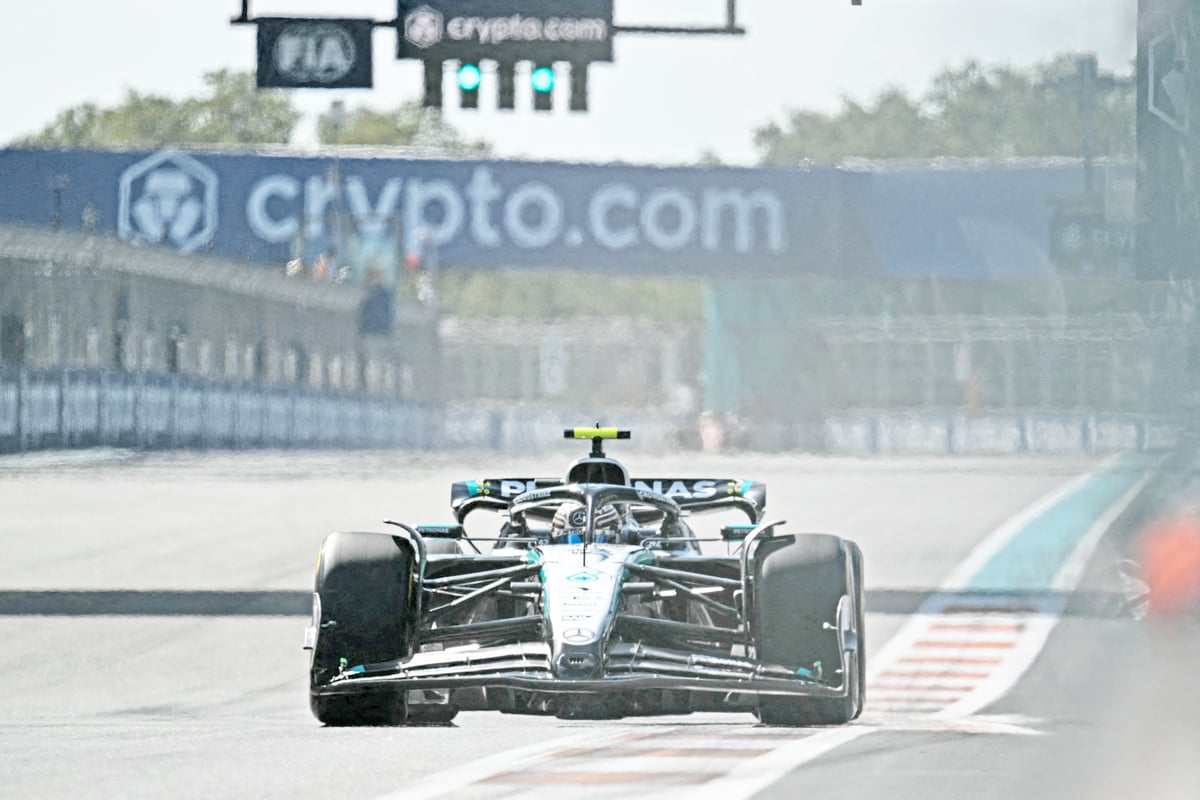 MERCEDES’ Italian driver Andrea Kimi Antonelli races during Sprint qualifying for the 2025 Miami Formula One Grand Prix at Miami International Autodrome.