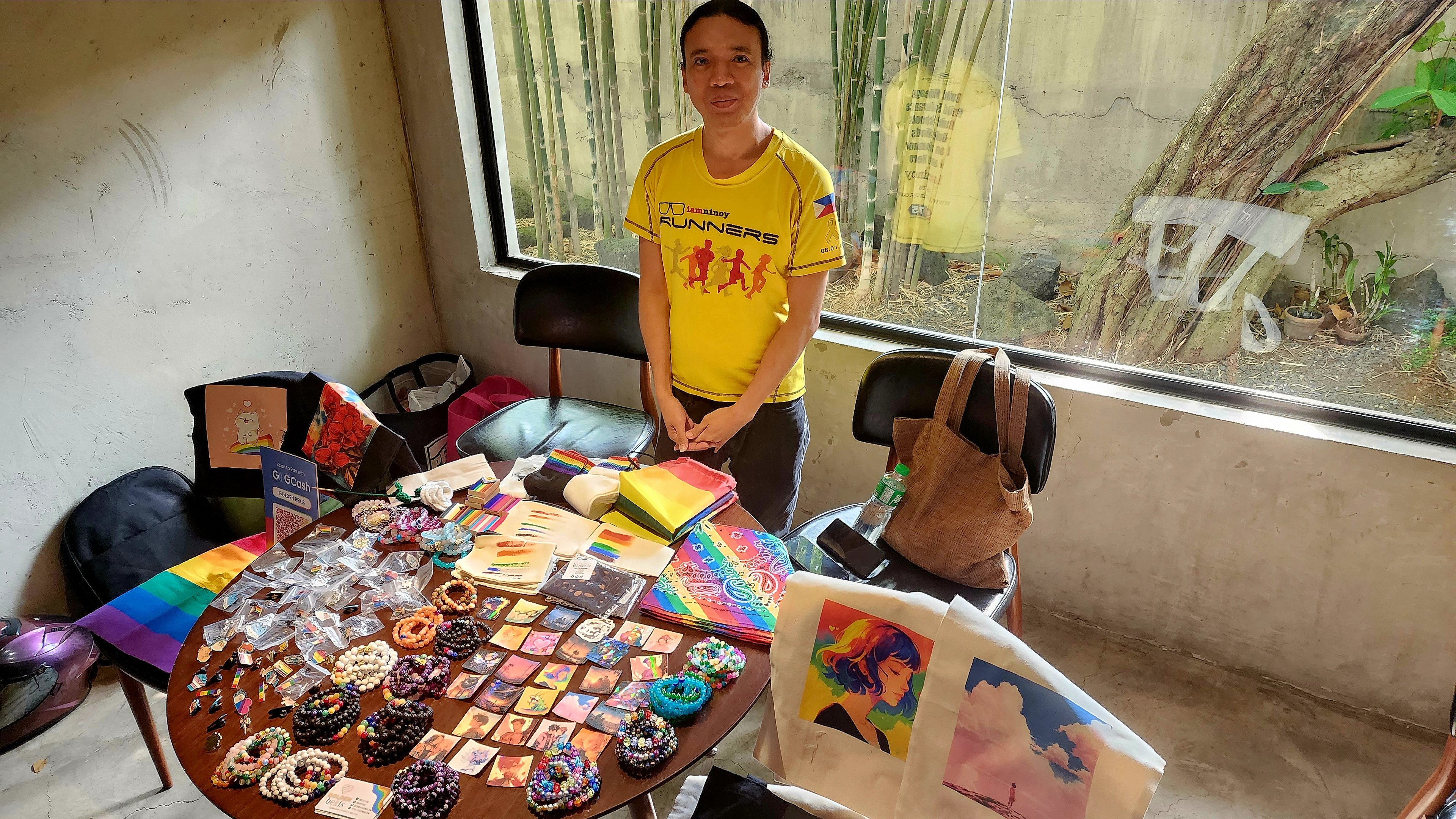 Pride merch on sale for the benefit of the Golden Bekis.