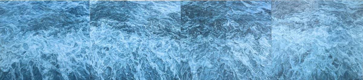 Elaine Navas, ‘Nothing moves itself,’ 2017, Oil on canvas, 4 x 5 ft each (4 panels). Navas captures the timeless rhythm of the sea’s constant rise and fall in this series of paintings.