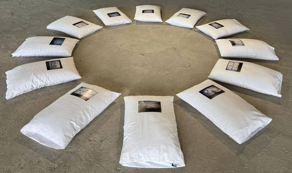 Ringo Bunoan, ‘In the same breath,’  2003, Photographs, pillow (12 pieces), dimensions. The work is a personal memorial to her mother, and a reflection on the universal themes of death, memory and communal passing.