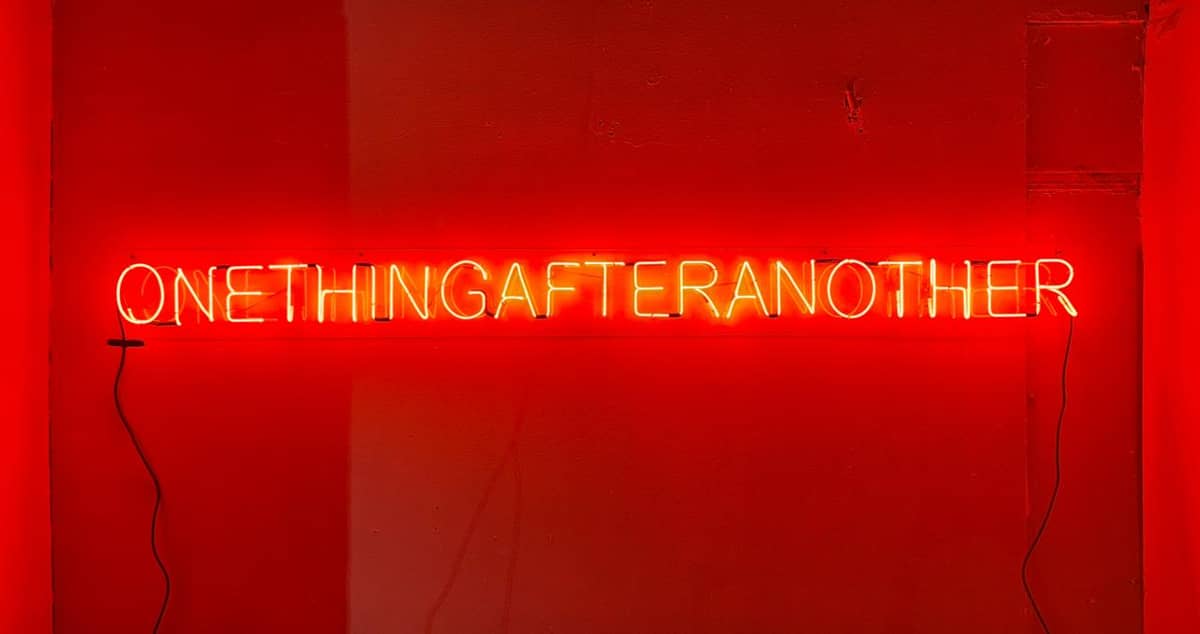 Roberto Chabet, ‘onethingafteranother,’  2011, Neon, plywood, metal brackets. 6 x 48 in. Chabet references Donald Judd in his work that highlights the seriality of minimalism.