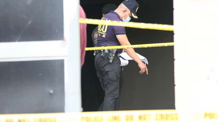 QCPD-EOD and Scene of the Crime Operatives (SOCO) investigate and gather evidence at the site of an alleged grenade explosion at W.H. Health Spa along Scout Chuatoco in Quezon City on Thursday, 8 May 2025.