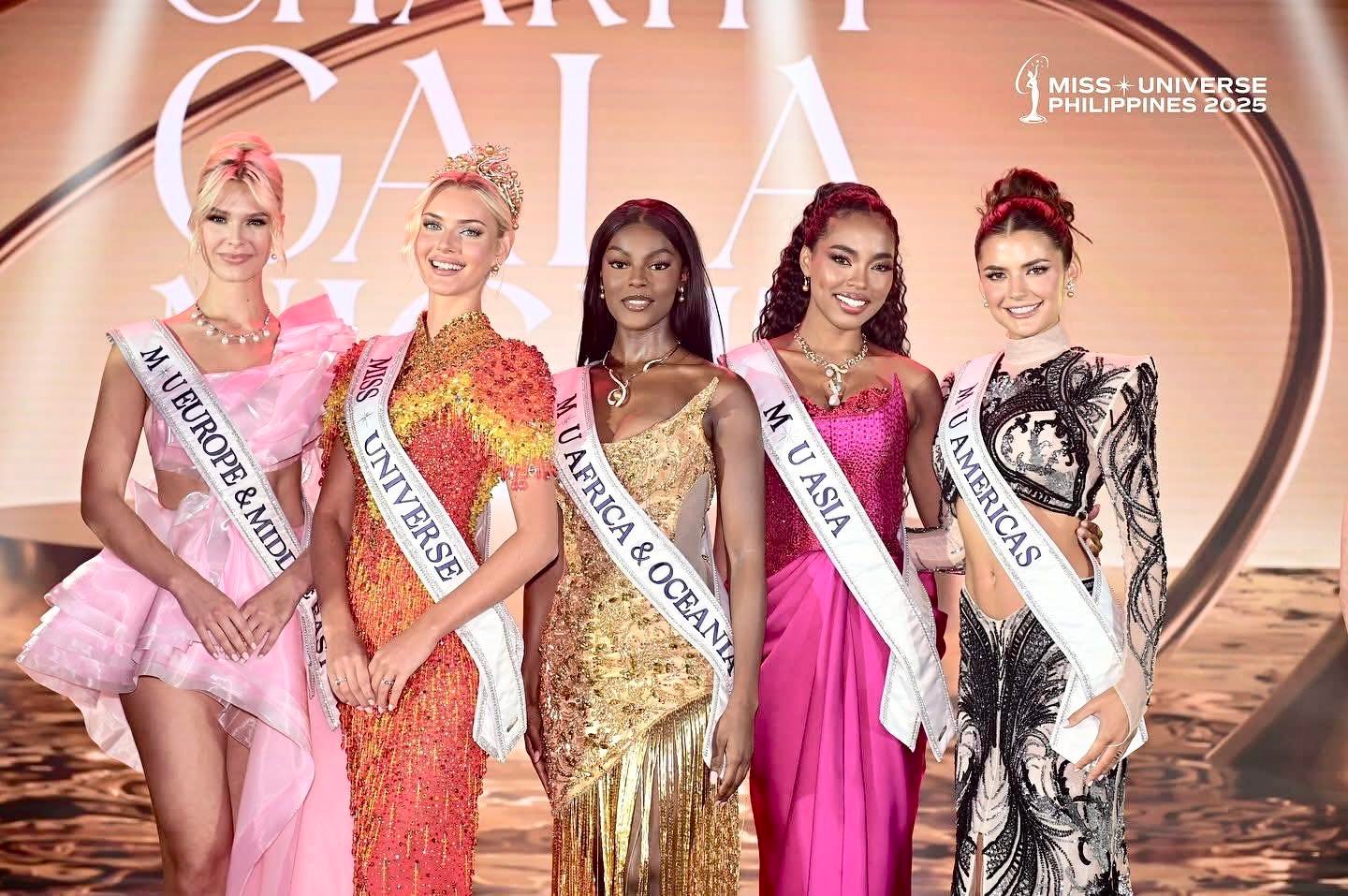 Miss Universe 2024, Victoria Kjaer Theilvig, and the Continental Queens — our very own Miss Universe Asia 2024, Chelsea Manalo; Miss Universe Africa & Oceania 2024, Chidimma Adetshina; Miss Universe Europe & Middle East 2024, Matilda Wirtavuori; and Miss Universe Americas 2024, Tatiana Calmell.