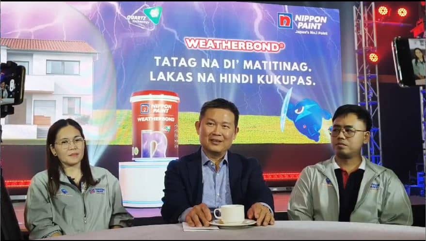 Nippon Paint officials and representatives answer questions from the media during a roundtable interview. (From left) Nippon Paint Philippines senior technical manager Marizette de Torres, general manager Chen Lee Siong and chemist and product marketing specialist Richard Retuya.