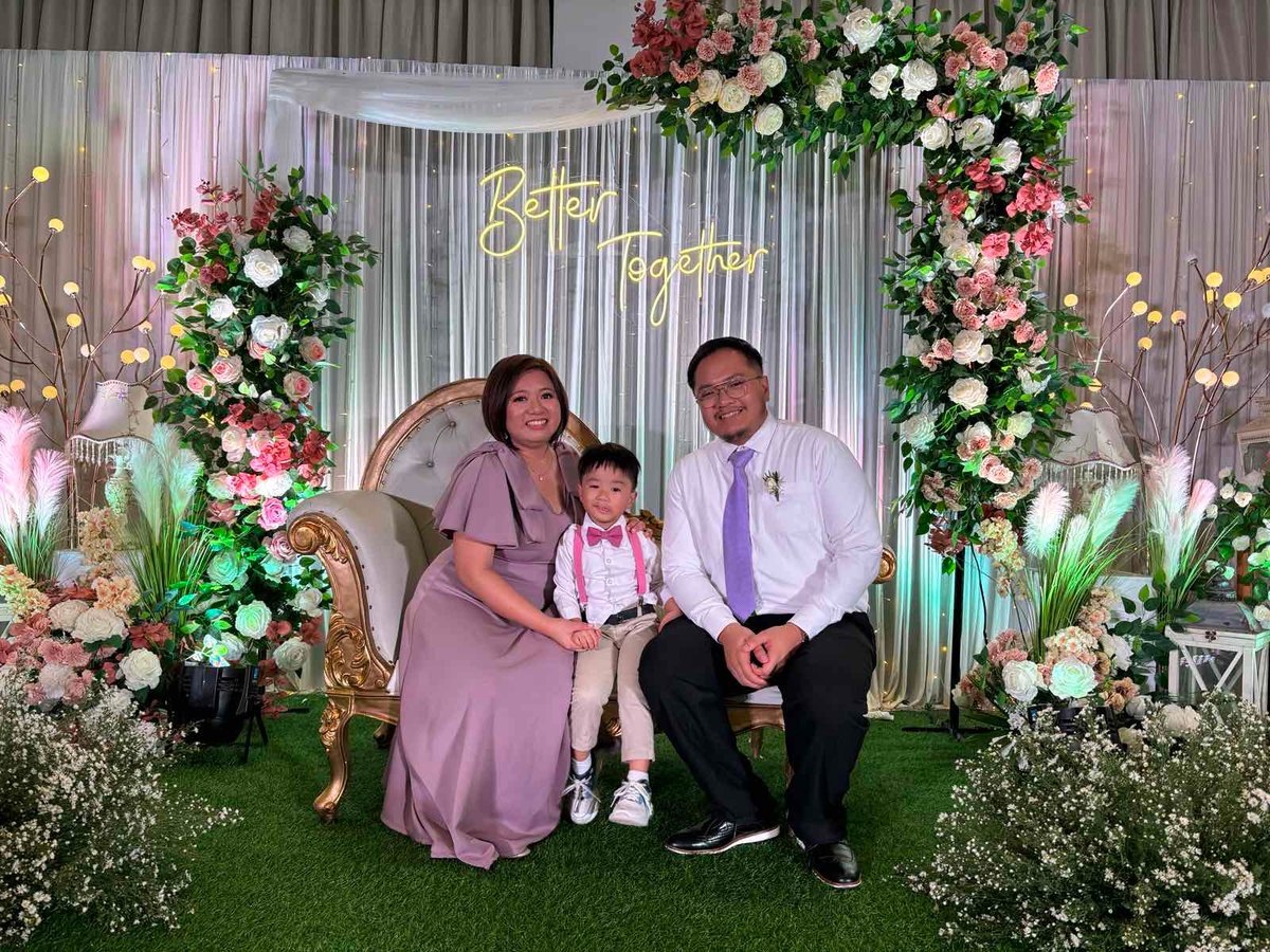 New chapter. Danessa with her son Davin Mendel and husband Arvin during a wedding.