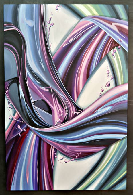 ‘BURSTING Tides,’ acrylic on canvas,
3 x 2 ft, 2025.
