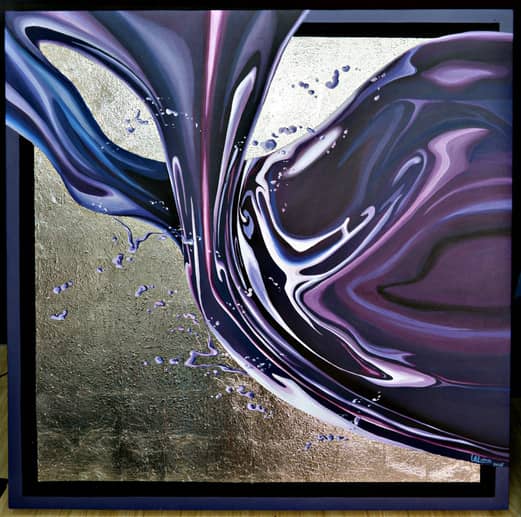 ‘ASPIRATION,’ acrylic on canvas (with gold leaf),
3 x 3 ft, 2025.