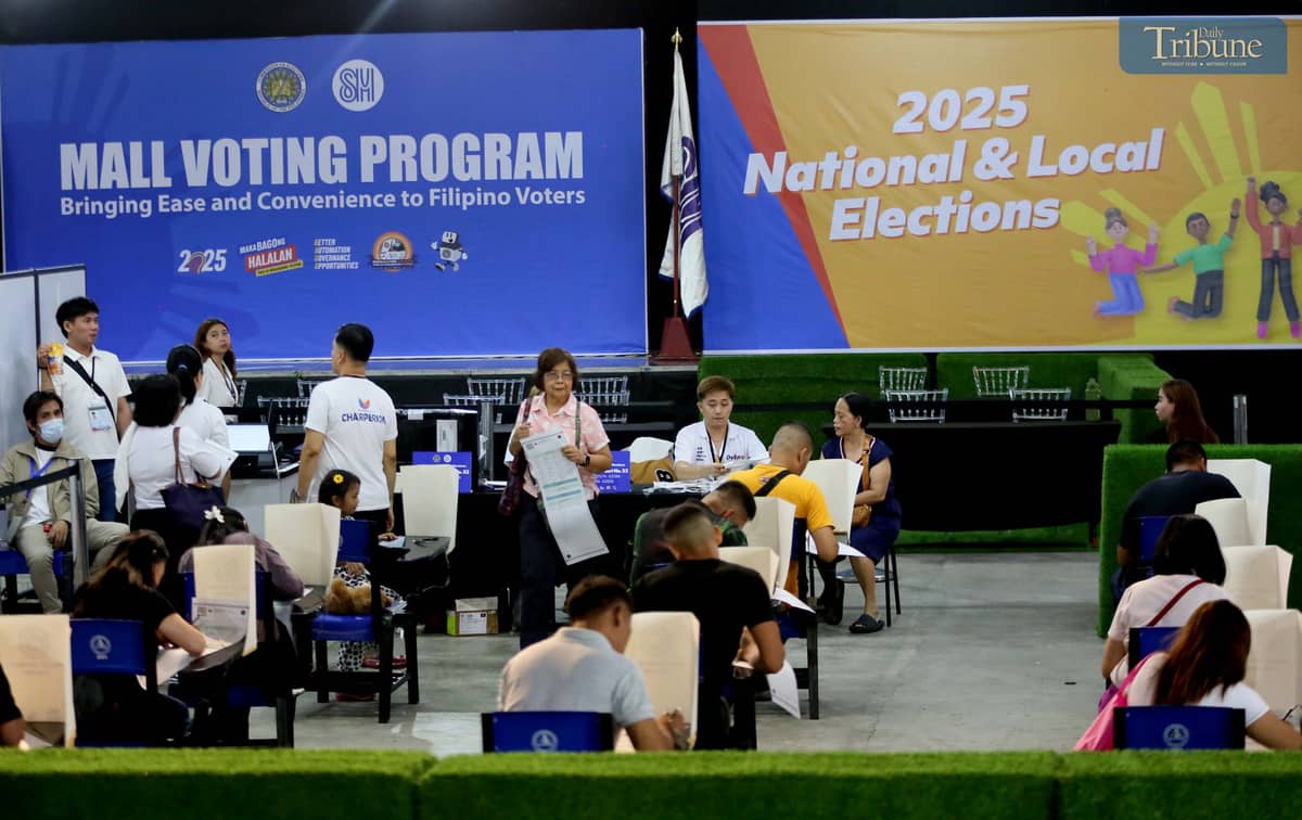 Foreign observers arrive at SM North Edsa in Quezon City on Monday, 12 May 2025, to observe voters casting their ballots during the National and Local Elections.
