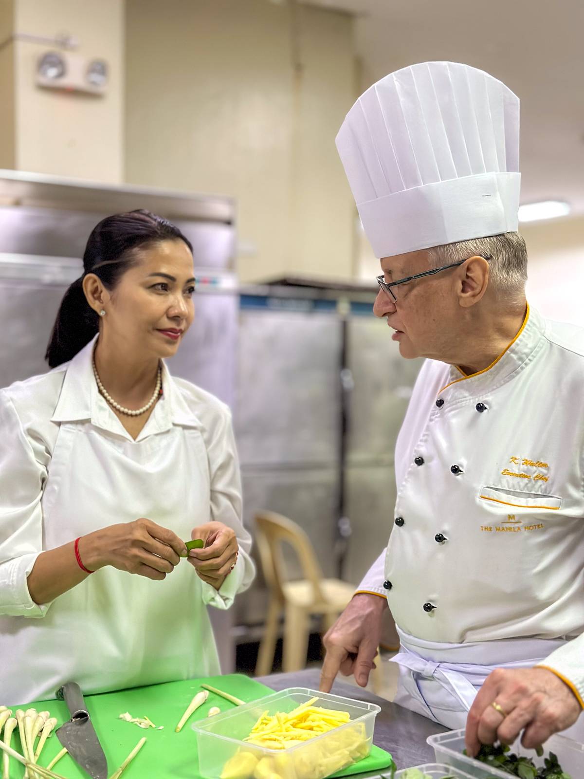 Riza Shanti Lim and The Manila Hotel's executive chef Konrad Walter.
