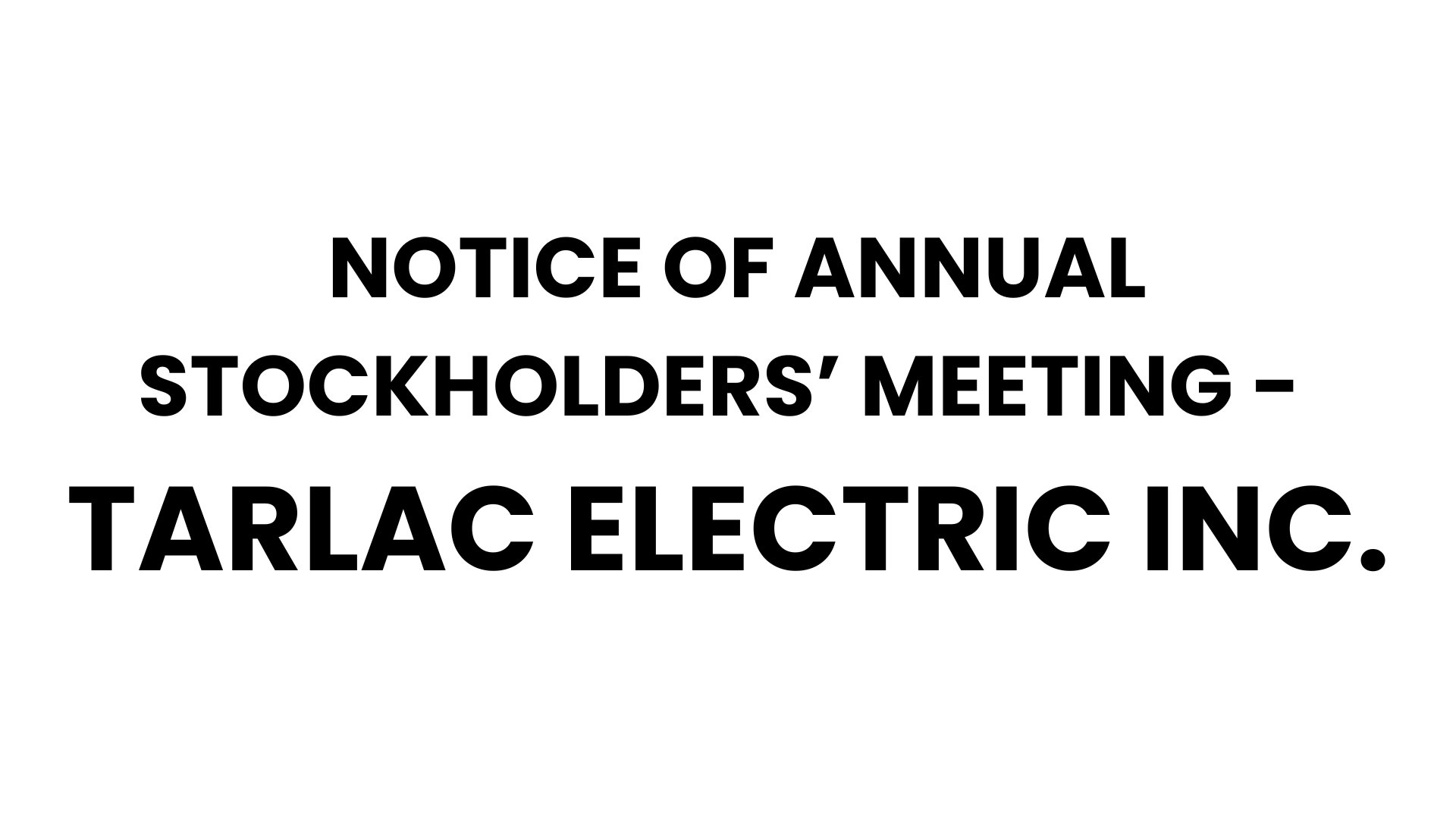 TARLAC ELECTRIC INC.
