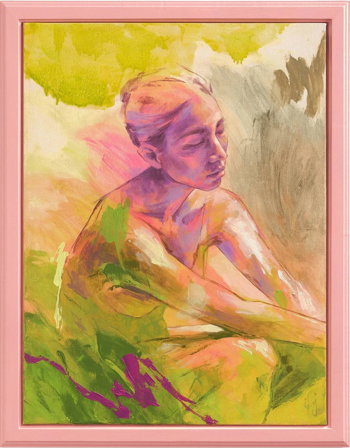 ‘Metamorphosis I’ (oil on canvas, 28 by 21 inches, 2025) by Jackie Hontiveros Lozano.
