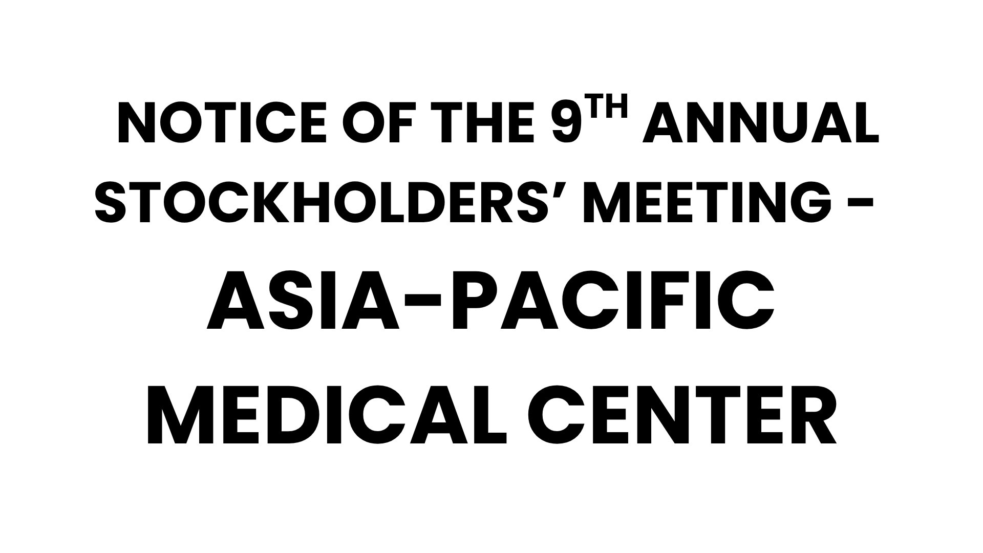 ASIA-PACIFIC MEDICAL CENTER
