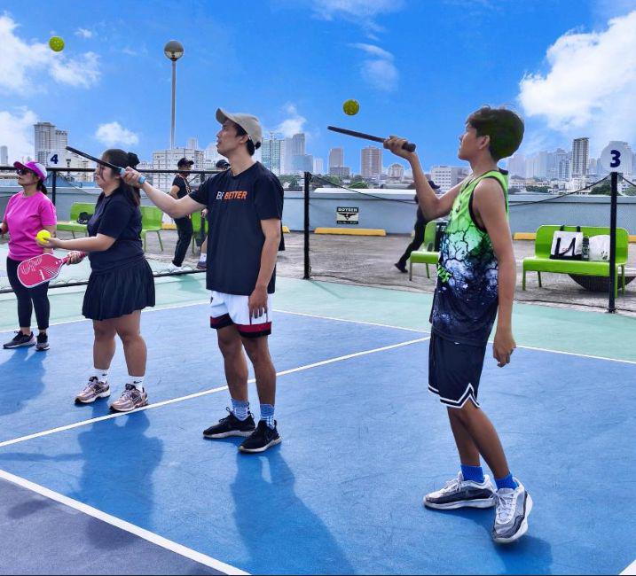 Eager learners practice their pickleball skills at SM City Sta. Mesa.