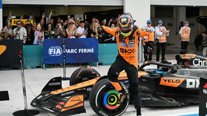 OSCAR Piastri leaps out in style after clinching a commanding McLaren win.