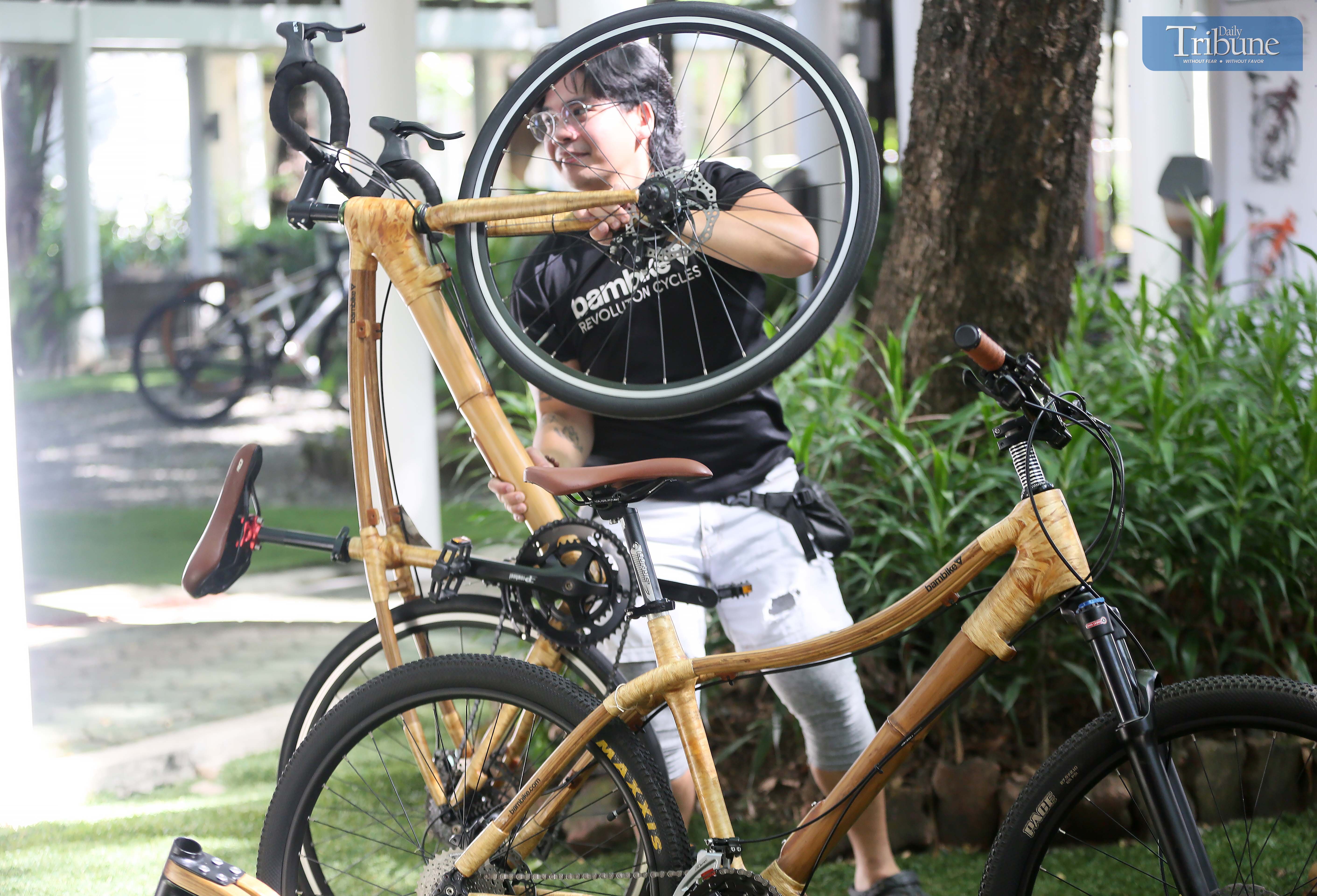 Bamboo bike and rice husk pedals