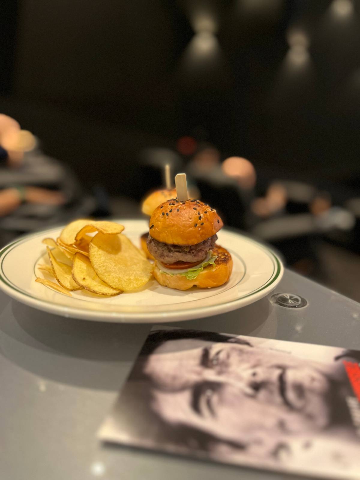 Burger and chips.