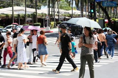 Pedestrians under the heat of day
