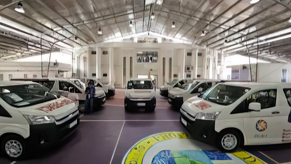 PATIENT transport vehicles donated by the Philippine Charity Sweepstakes Office are parked awaiting distribution.