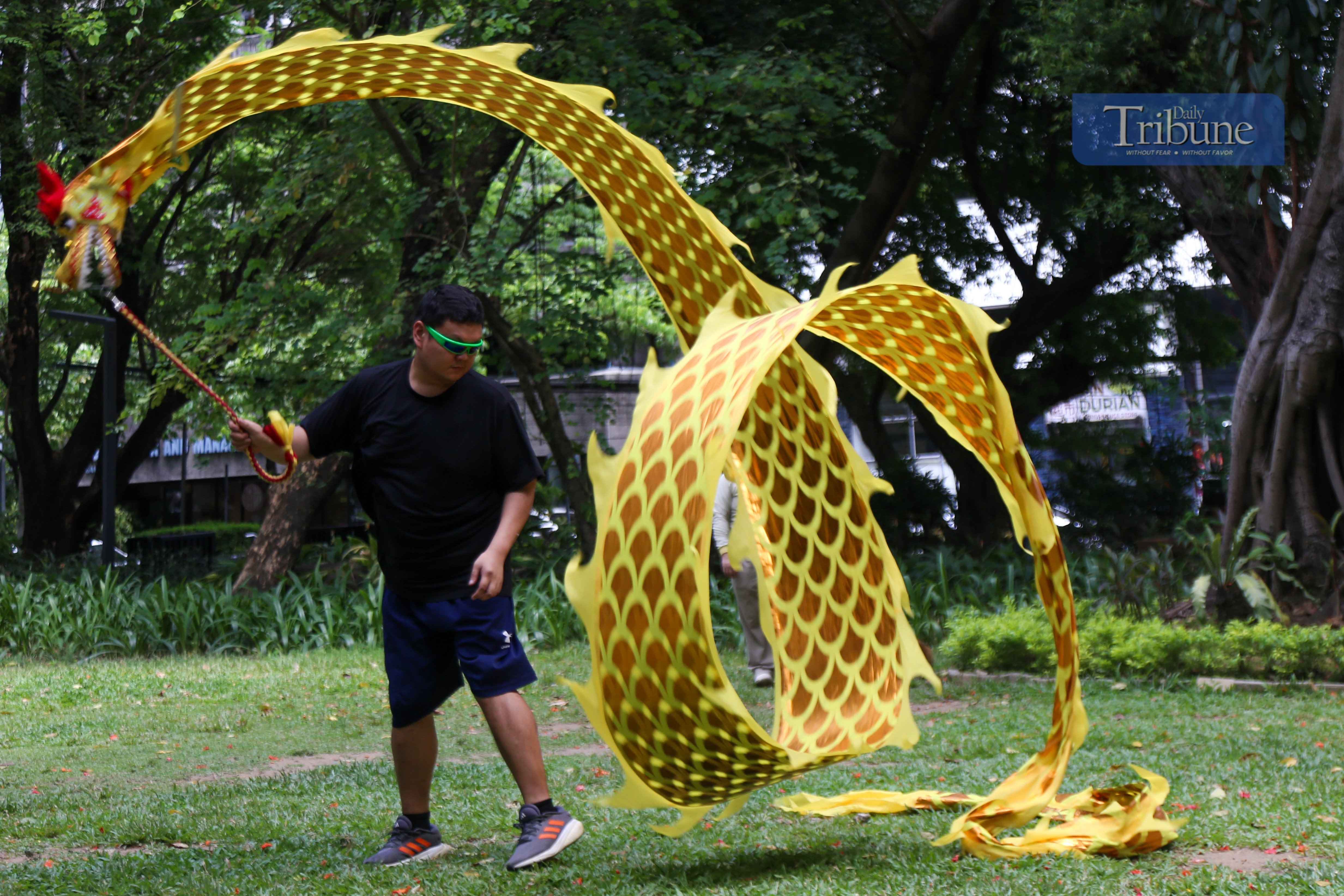 Dragon ribbon dancer at the park