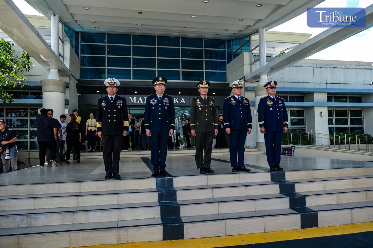 GENERALS  of the AFP stand in attention as President Marcos and First Lady Liza Araneta-Marcos take off  for the 46th ASEAN Summit.