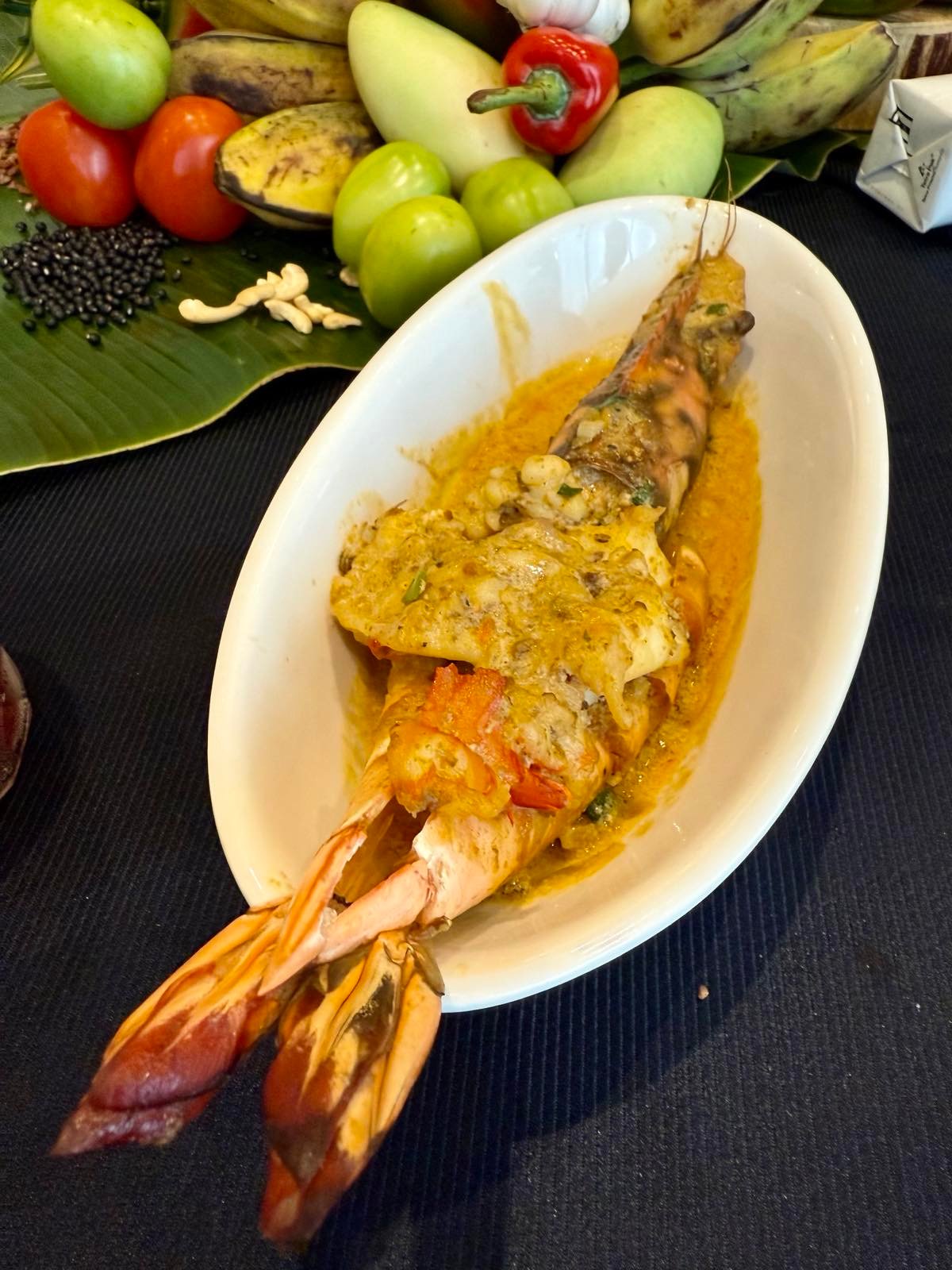 SUGPO sa Aligue — local prawns cooked in calamansi and crab fat in creamy coconut sauce.