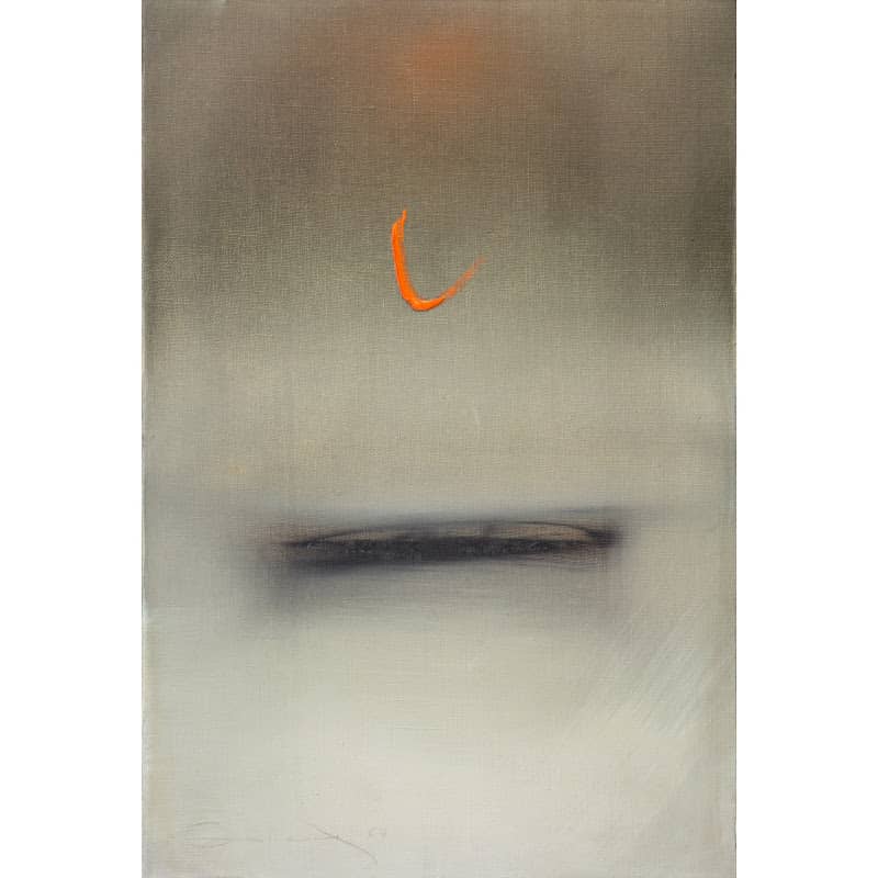 ACENTO GRAVE, 1964, oil on canvas, reflects a shift toward greater formal complexity, with an emphasis on the modulation of line and tonal contrast.