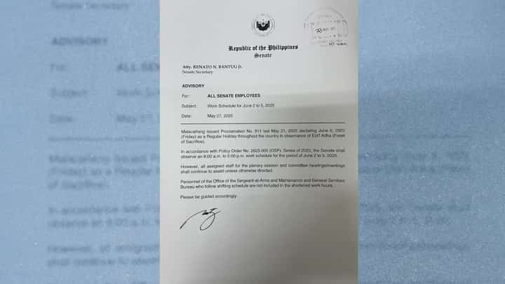 IN accordance with Malacañang’s Proclamation No. 911, the Senate also declared June 6 as a regular holiday in observance of Eid'l Adha or the Feast of Sacrifice.