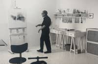 FERNANDO ZÓBEL in his Cuenca, Spain, studio, circa 1971