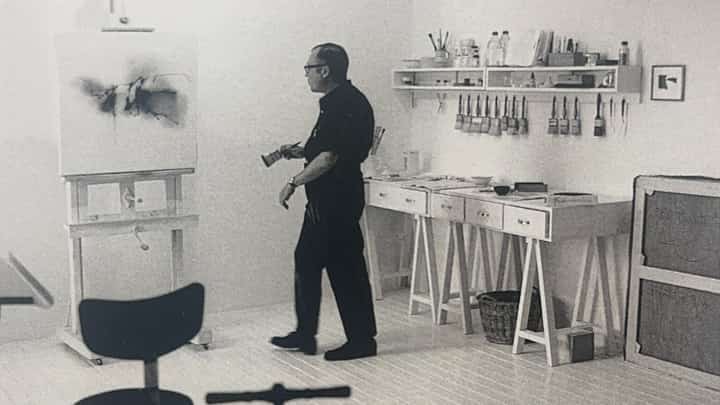FERNANDO ZÓBEL in his Cuenca, Spain, studio, circa 1971
