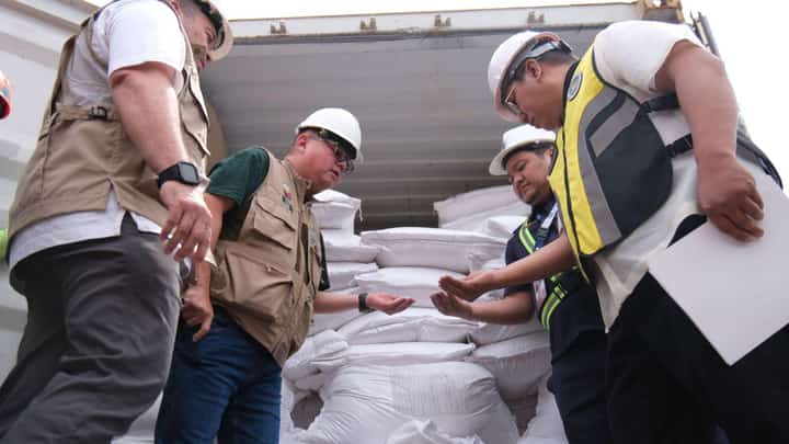 IN line with President Ferdinand R. Marcos Jr.’s directive to crack down on agricultural smuggling, the Bureau of Customs has intercepted two separate shipments of sugar at the Bureau of Customs-Port of Manila worth over P9 million for violations of customs and importation rules. Second from left is Agriculture Secretary Francisco Tiu Laurel Jr.