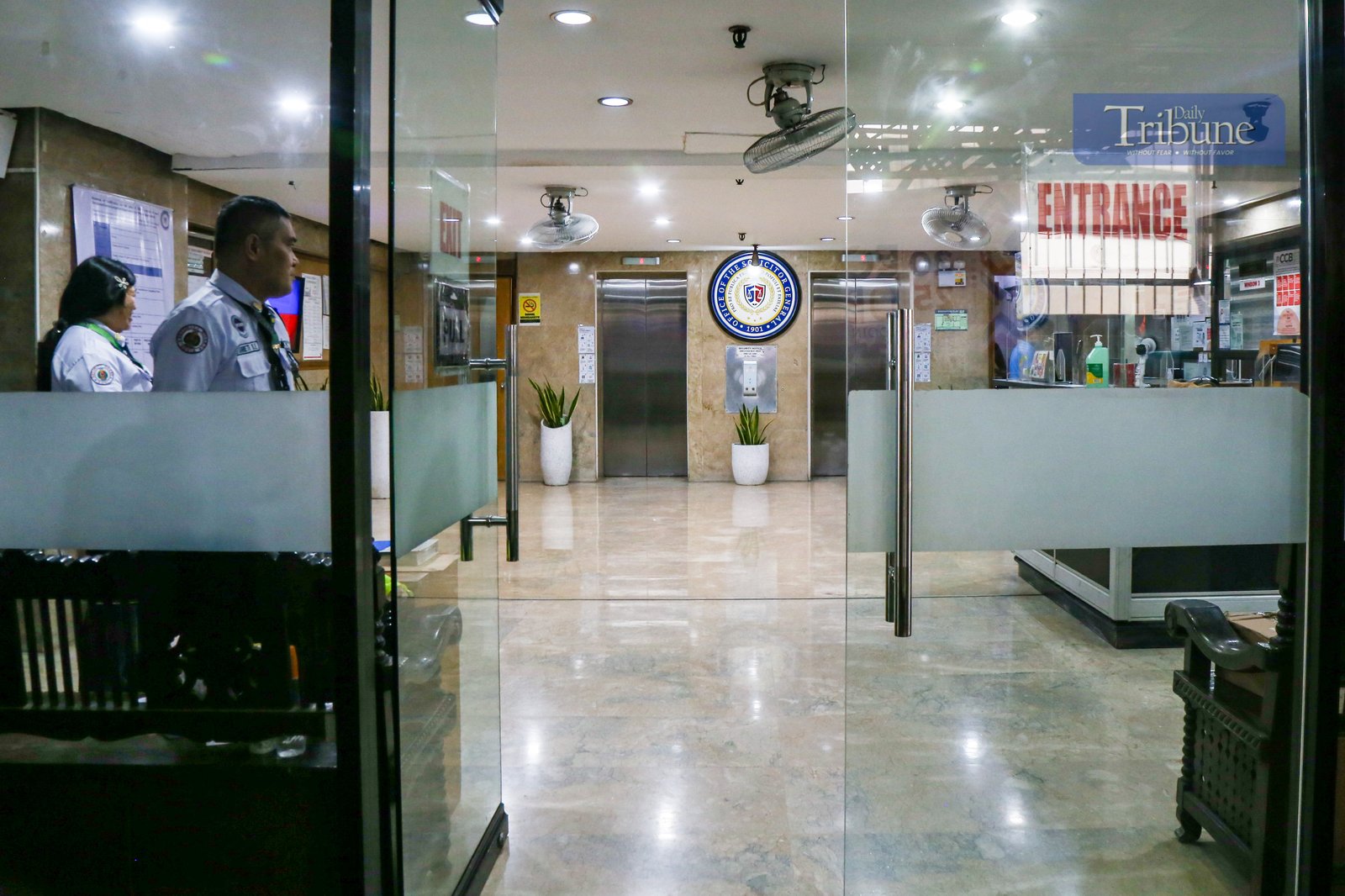 The facade and lobby of the Office of the Solicitor General in Legazpi Village, Makati, as seen on 29 May 2025. President Ferdinand Marcos Jr. has appointed University of the Philippines College of Law Dean Atty. Darlene Berberabe as the new solicitor general, replacing Atty. Menardo Guevarra.