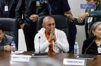 ARNIE Teves' eyes water as his mother responds to a question from the media on Friday.