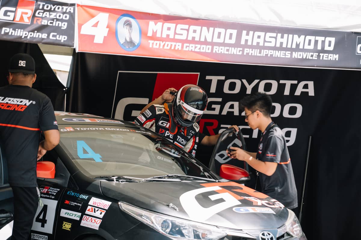 MASANDO Hashimoto, TMP president, suits up and gets ready to hit the track with the Toyota Gazoo Racing Philippines Novice Team.